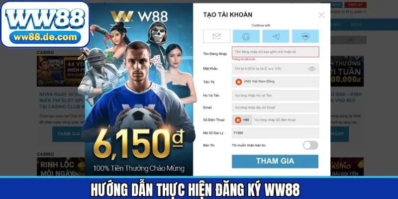 Các thao tác khi thực hiện tạo tài khoản WW88 dễ dàng